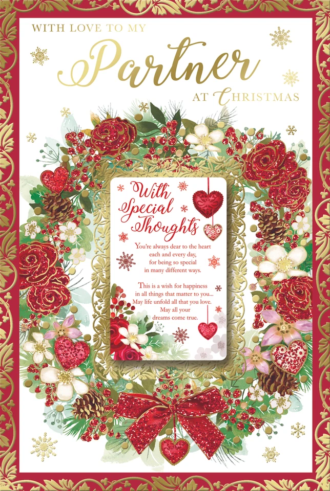 XPRESS YOURSELF With Love to My Partner Special Thoughts Beautiful Wreath Design Christmas Card