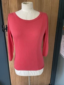 L K Bennett Womens UK Med 3/4 Sleeve Coral Cotton Silk Mix Round Neck Jumper - Picture 1 of 7