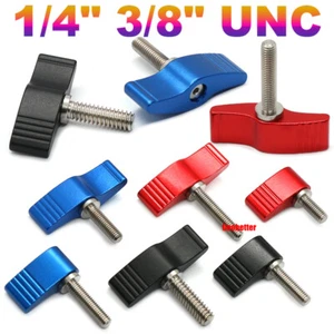 1/4" 3/8" UNC Clamping Thumb Screws 7/T Wings Knob Head Hand Grip Bolts Aluminum - Picture 1 of 36