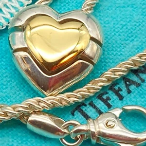 Tiffany & Co. Puzzle Heart Necklace 16" Elsa Peretti Gold Silver 23.1g - Picture 1 of 17