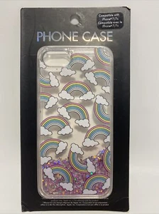 Forever 21 Pink Glitter Cell Phone Case for iPhone 7 & 7s Rainbows & Clouds - Picture 1 of 7