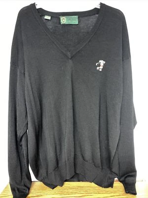 VINTAGE Bobby Jones Mickey Mouse Sweater 100% Wool, Black, V-Neck, Men's L - Image 1 of 4