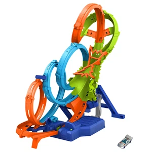 Hot Wheels Action 4-Loop Crash Out Track Set w/ Motorized Booster & 1:64 Toy Car - Picture 1 of 6
