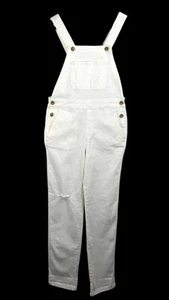 Anthopologie Pilcro straight leg denim Overall Jumpsuit white boho 90s sz S (25) - Picture 1 of 9