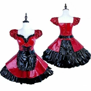 French Sissy maid Girl lockable Red&Black PVC dress cosplay costumes Tailored - Picture 1 of 2