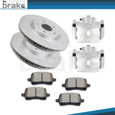 2X Front Brake Calipers & Rotors & 4X Ceramic Pads For 2005-2010 Pontiac G6 — 第 1/4 张图片