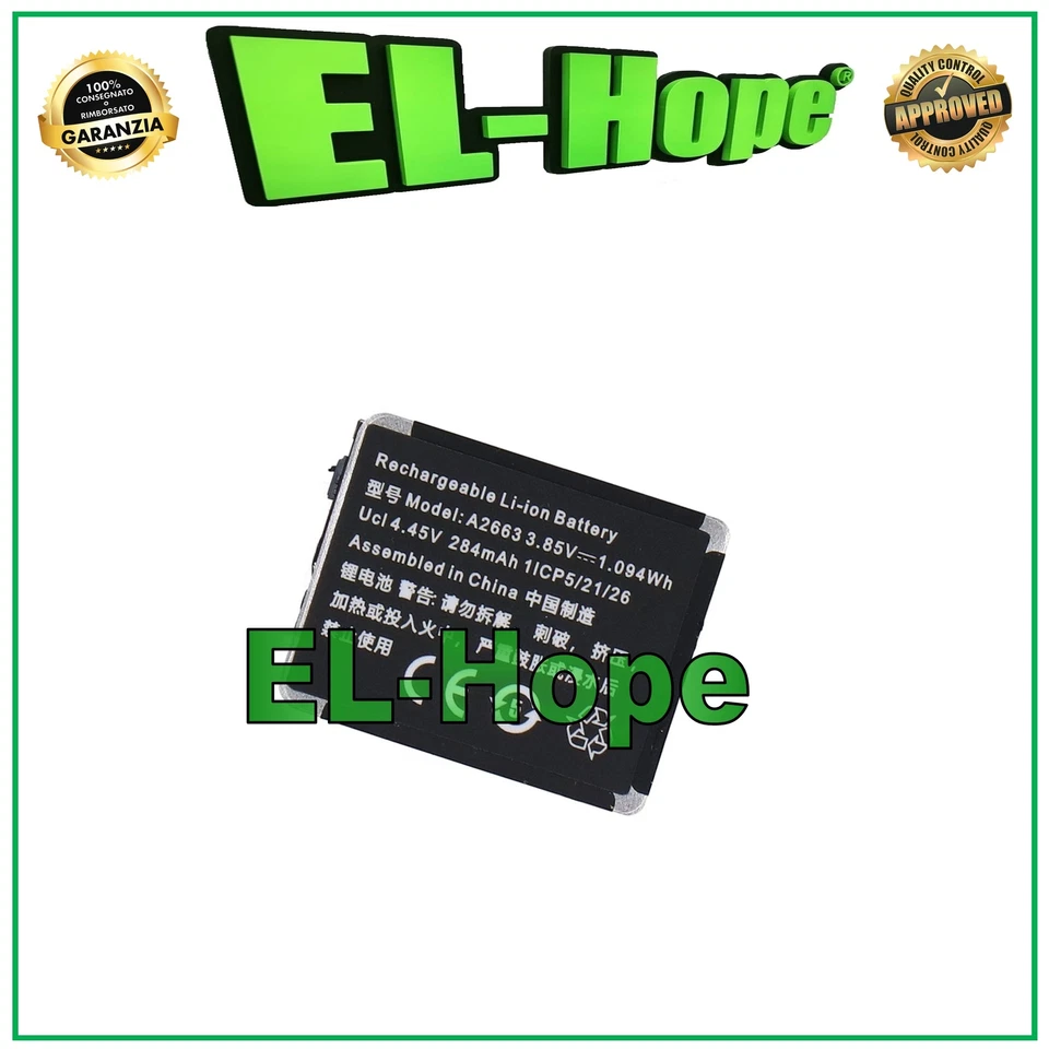 BATTERIA PER APPLE WATCH SERIE 7 GENERAZIONE 41 mm  A2345 284 mAh PARI ORIGINALE - Immagine 1 di 1