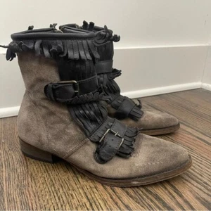 Ksubi tan suede leather fringe western style boots size 39/10 - Picture 1 of 10
