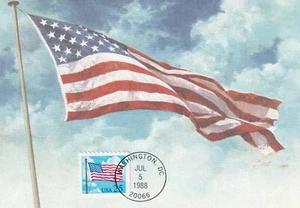 USA 1988 FIRST DAY COVER ON MAXI CARD USA FLAG - Picture 1 of 2