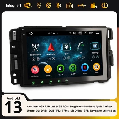 64GB Android 14 DAB+ Autoradio CarPlay Navi Chevrolet Buick GMC Sierra HUMMER H2 - Bild 1 von 4