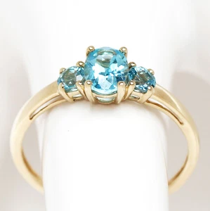 Topasring 8 Karat 333 Gold Gelbgold Blautopas Topase 1,82 g Damenring Gr. 63 - Picture 1 of 4