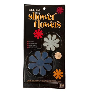 Flores de seguridad vintage para bañera y ducha 3M bandas de rodadura antideslizantes 7660 azul Foto 1 de 2