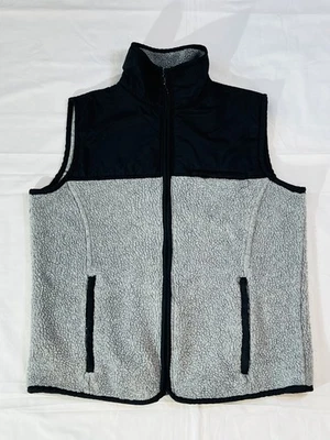 GAP Vest Mens Small Gray Black Fleece Zip Up Sherpa Lined Outdoors Retro Y2K - Image 1 of 4