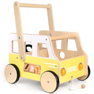 Wooden Baby Push Walker – Montessori Walker & Activity Push Toy with Steering... - Picture 1 of 7