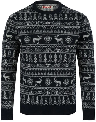 Christmas Nilsen Nordic Fairisle Mens Christmas Jumper Blue Sweatshirt Crew Neck