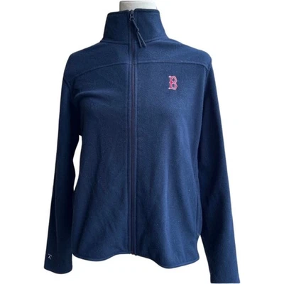 Boston Red Sox Navy Blue Fleece Jacket Full Zip Embroidered B Size L Antigua - Image 1 of 4