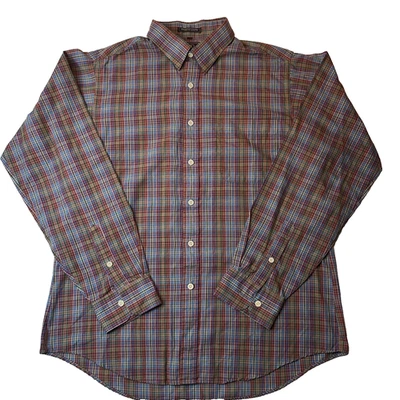 Vintage David Hunter Shirt Mens Large Colorful Plaid Button Up Taiwan 80s 90s - Image 1 of 4