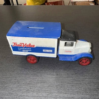 Coin Bank Ertl True Value Hardware Metal Advertising Replica 1931 Hawkeye bank - Image 1 of 4