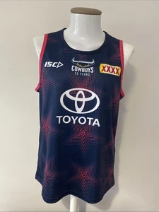 NRL North Queensland Cowboys 2020 NRL Men’s Navey Training Singlet Medium Shirt - Picture 1 of 19