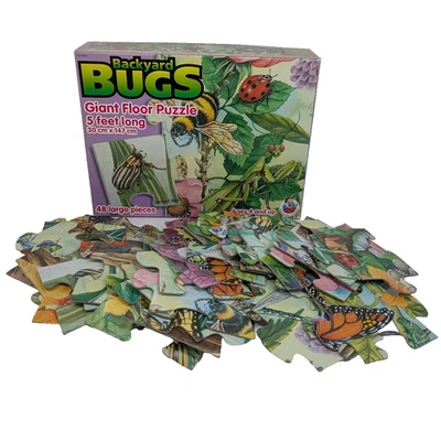 Backyard Bugs Giant Floor Puzzle Frank Schaffer Large 48 Piece 5' Long Complete - Image 1 of 4