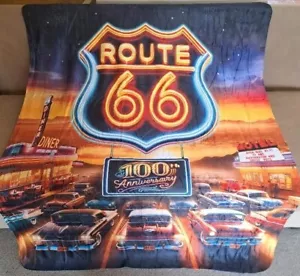 Nueva manta de neón para regalo de lana gruesa escena de comedor de carretera Route 66 - Imagen 1 de 6