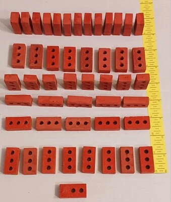 Miniature DOLLHOUSE Clay Red Bricks LOT 48 Pcs - Image 1 of 4