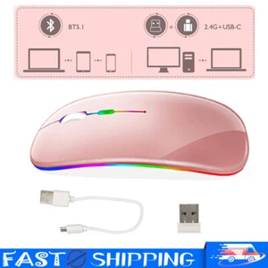 Rechargeable Slim Wireless Mouse Bluetooth 5.0+ 2.4G Cordless For Laptop Silver - Picture 1 of 13