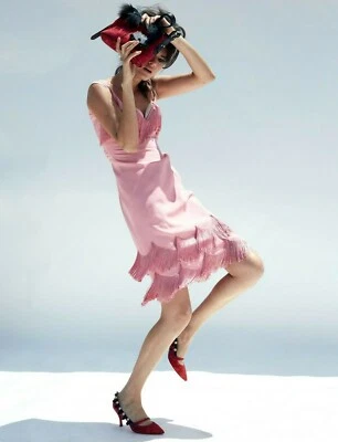 Nuevo con etiquetas Vestido Vaina Marc Jacobs (Punway) con Flecos, Rosa, Talla 8, Precio de venta sugerido por el fabricante 1200 USD Foto 1 de 4