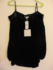 NWT TIBI Women's Velvet Off-The-Shoulder Top in Black size 12 $375 - Picture 1 of 10