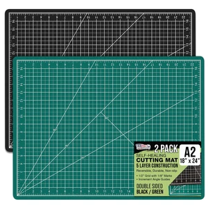 18" x 24" GREEN/BLACK Self Healing 5-Ply Double Sided PVC Cutting Mat - 2 Pack - Picture 1 of 5