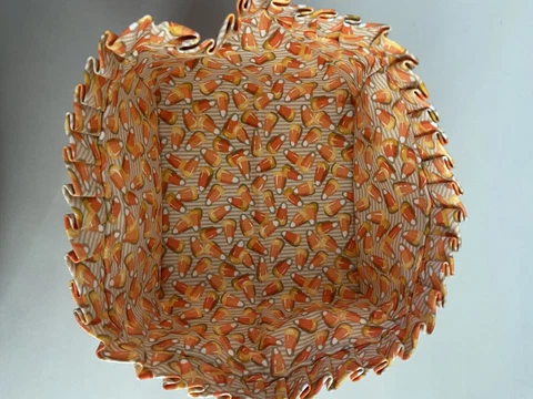 Longaberger Basket Liner Candy Corn Halloween Fall 6 x 6 RARE Without Tags READ Cover