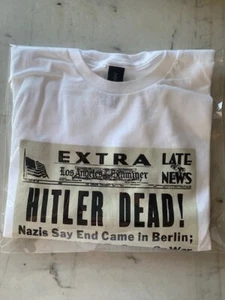 Memorial Day WW II T-shirt Hitler DEAD (orig newspaper) NEW Medium 100% cotton - Picture 1 of 5