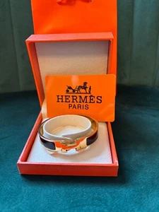 Hermes H Clic Clac Bracelet GHW GOLD BLACK Enamel PM Narrow Bangle - Picture 1 of 2
