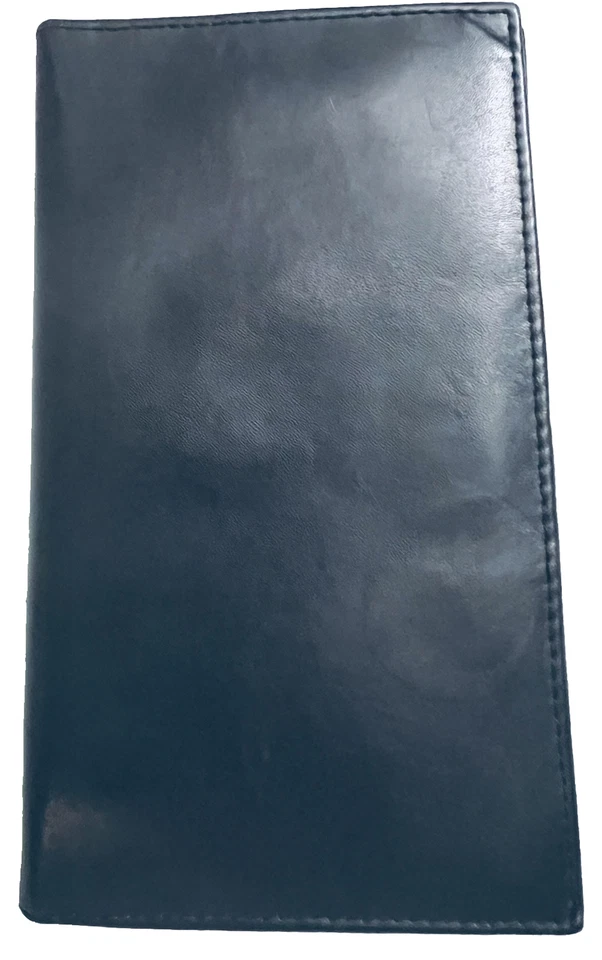 MARSHAL ORGANIZER CHECK BOOK COVER  BIFOLD BLACK LEATHER BILLS CARDS BACK  PCKT - Image 1 of 4