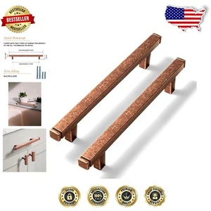Elegant 6-1/4 in Antique Copper Cabinet Pulls - Set of 6 for Instant Upgrade - Picture 1 of 11