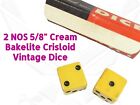2 Crisloid Bakelite 5/8" Dice Vintage Nos New White Cream 4C1