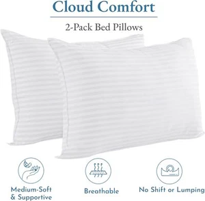 Cooling Luxury Hotel Bed Pillows - 2-Pack Standard Size for All Sleepers - Picture 1 of 9