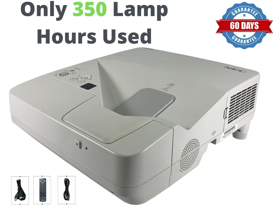 NEC UM330W 3LCD Projector WXGA Ultra Short Throw 3300 ANSI - Only 350 Hours Used - Image 1 of 4