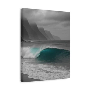 Blue Ocean Wave Canvas Wall Art–Moody Coastal Print | Minimal Nature Photography - Picture 1 of 45