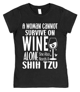 Camiseta Shih Tzu Divertida Dueño de Perro Regalo Algodón Amante del Vino Regalo Reino Unido - Imagen 1 de 4