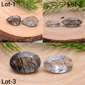 Top Grade Black Rutilated Quartz Pear,Oval and Marquise Cut Gemstone Lot,Jewelry - Picture 1 of 6
