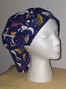 Unicorn Flannel Medical Surgical Bouffant Scrub Hat - Picture 1 of 2