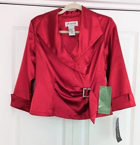 Blusa donna JR Nites taglia 8 rossa L/S con fibbia strass nuova con etichetta - Foto 1 di 17