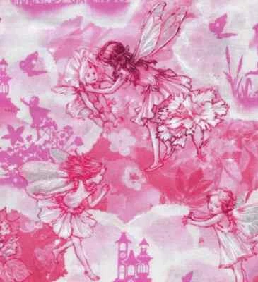 Flower Fairies Dreamland TOILE PINK Allover Scenic TOT Fabric By the FQ - 1/4 YD - Image 1 of 4