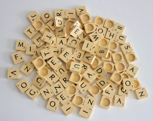 Scrabble Original Spare Tiles -Spears- Round Back -Black Letters - Choose Letter - Picture 1 of 1