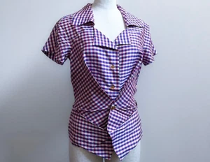 Blusa Chaqueta Vivienne Westwood Origami Seda Cuadros Hecha en Italia Diseño Corazón - Imagen 1 de 8
