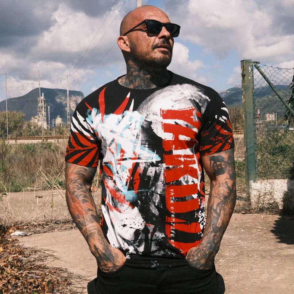 Neues Yakuza Herren Ghost Allover Regular T-Shirt - Schwarz - Bild 1 von 1