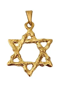 Colgante Estrella de David Texturizado Oro Amarillo 14K 1.15g - 27mmH x 17mmW #39 - Imagen 1 de 2