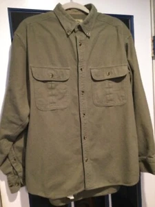 Cabela's Deerskin Soft Chamois men's large flannel long sleeved green/brown - Picture 1 of 5