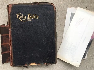 1940's Douay Catholic Vulgate HOLY BIBLE worn Full Leather Family Genealogy - Imagen 1 de 14